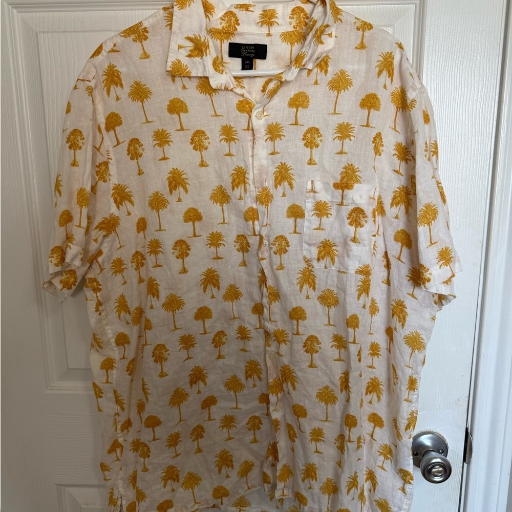 Club Room White and Yellow Palm Print Shirt - Picture 3 of 5